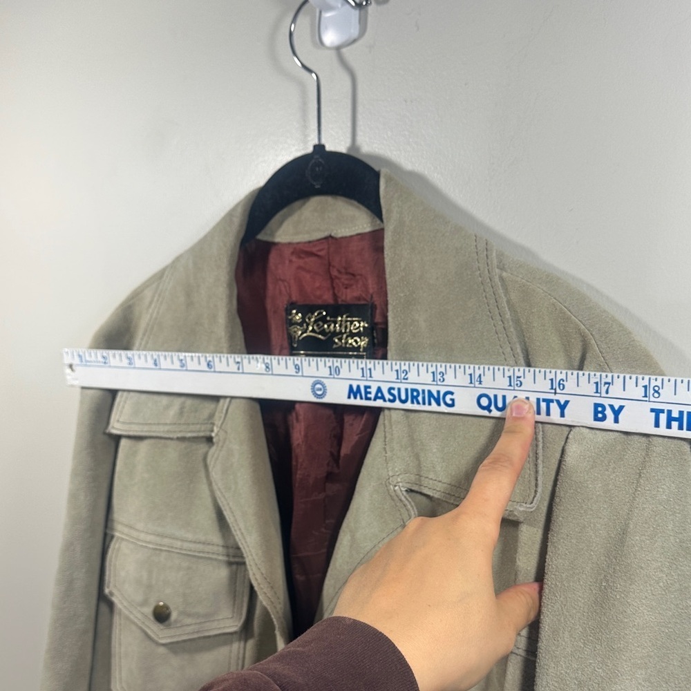 Men's Tan Leather Suede Shirt Jacket 42 Reg The Leather Shop Sears - Picture 13 of 14